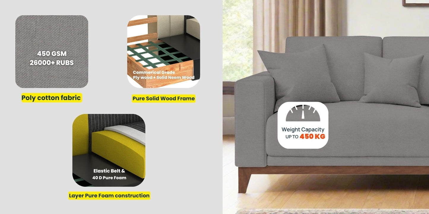 Luca Fabric 3 Seater Sofa