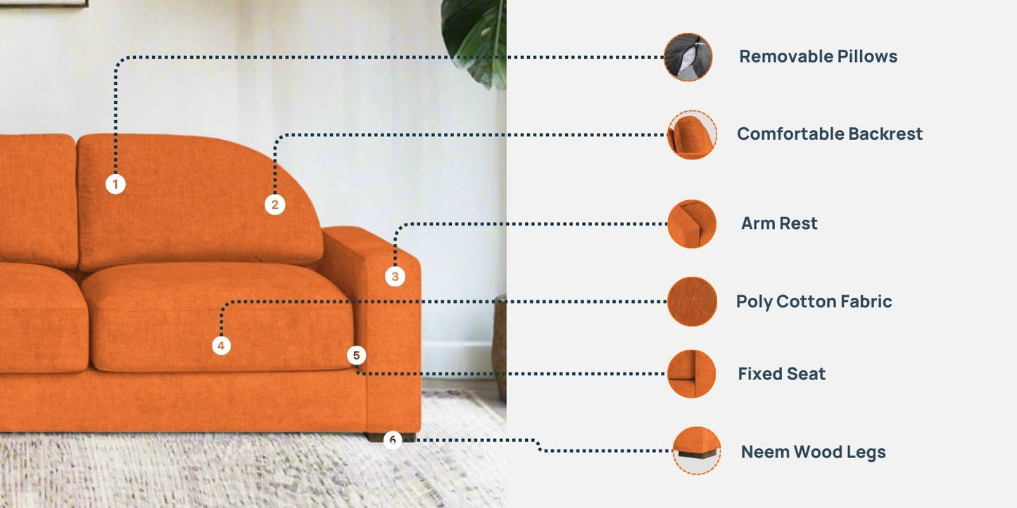 Dara Fabric 3 Seater Sofa