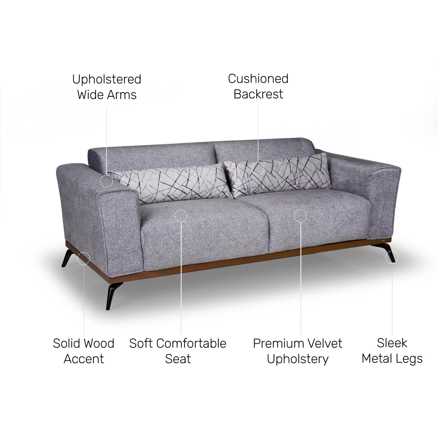 Conroy Velvet 3 Seater Sofa