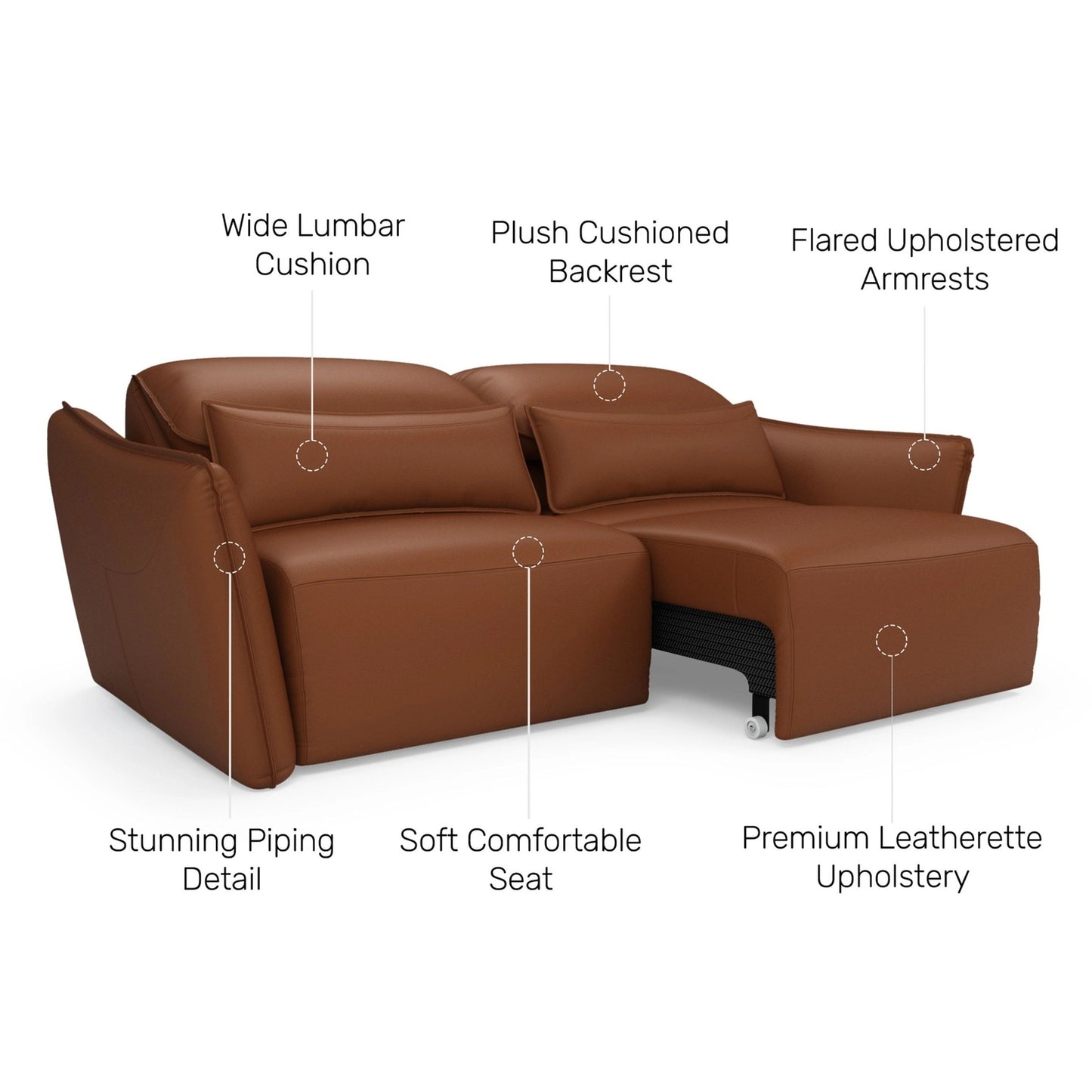 Serena Leatherette 3 Seater Power Sofa with Extendable Seat