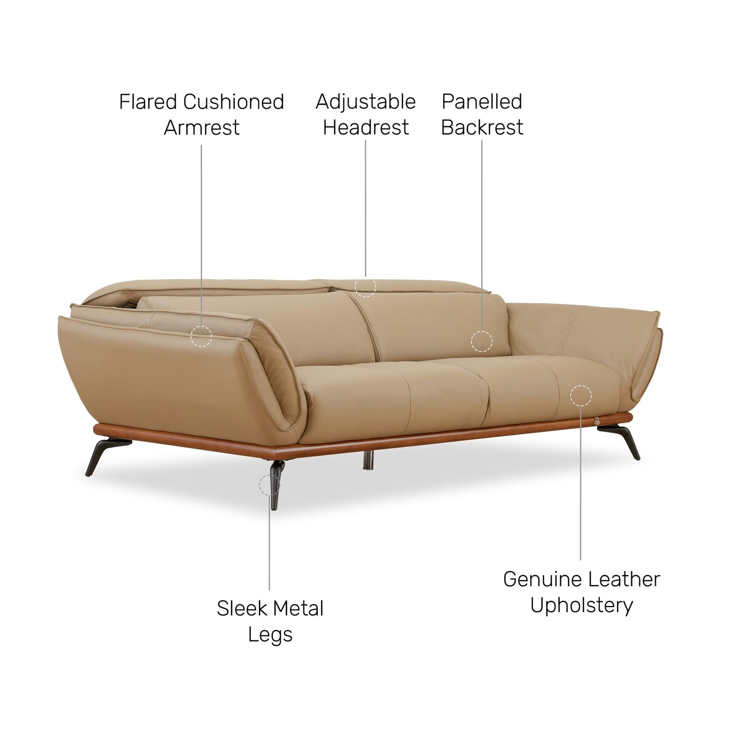 Campbell Leather 3 Seater Sofa