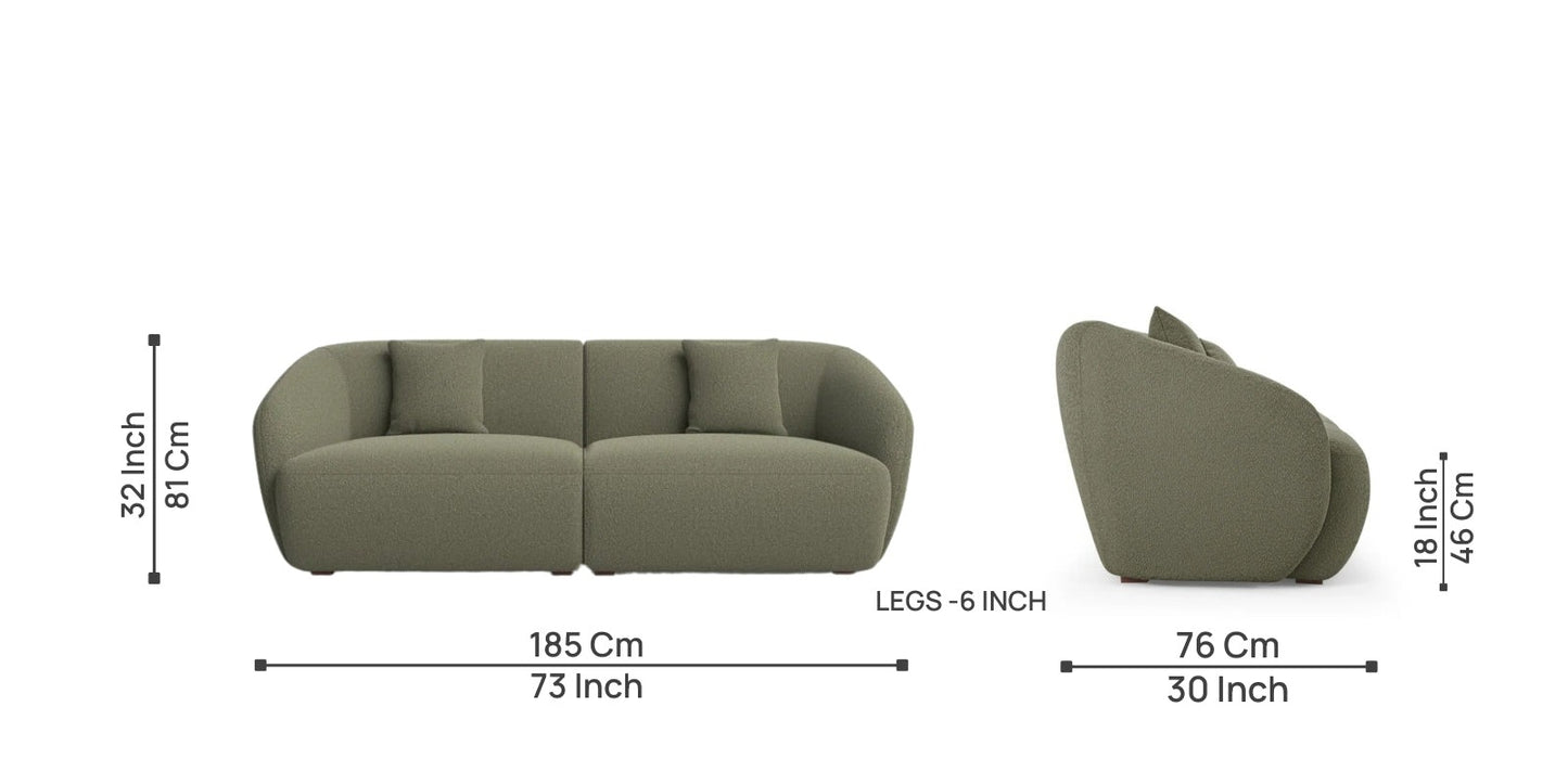 Galen Boucle Fabric 3 Seater Sofa In Bottle Green Colour