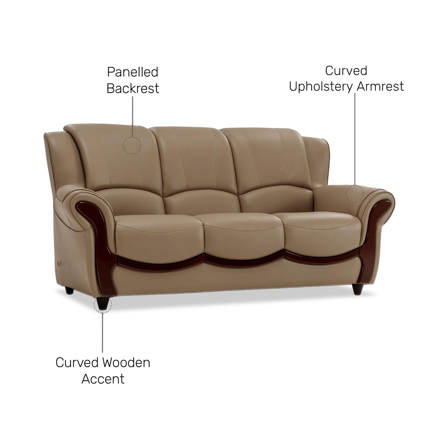 Blos Leatherette 3 Seater Sofa