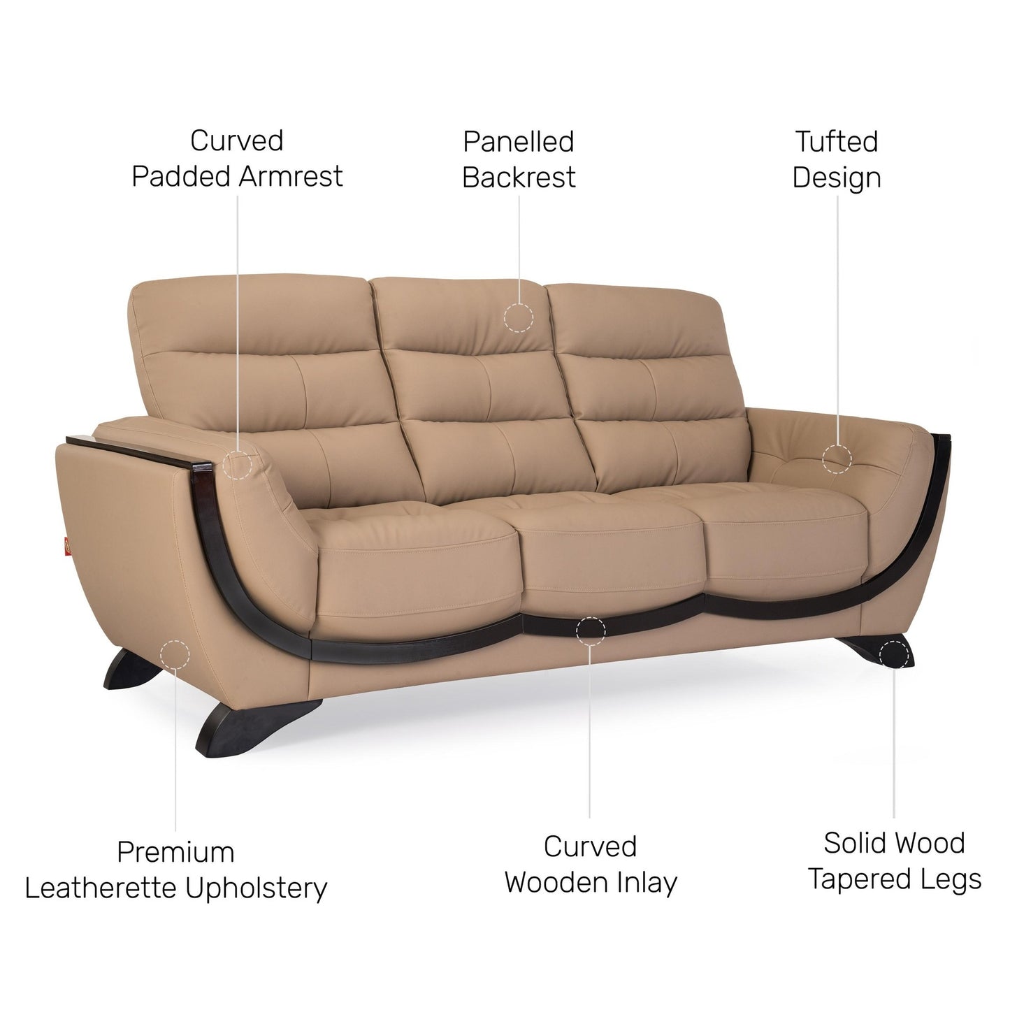 Davos Leatherette 3 Seater Sofa