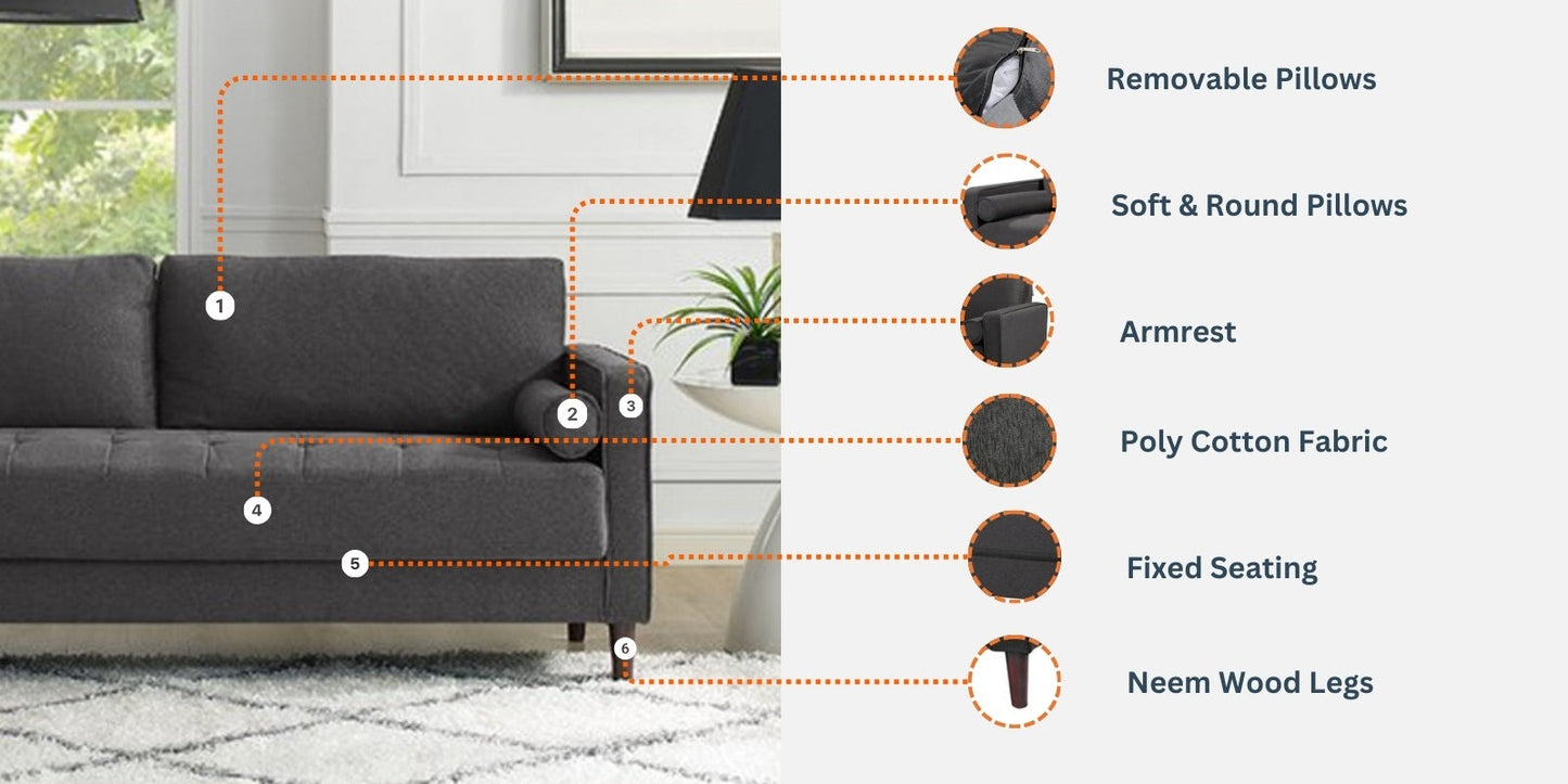 Darvin Fabric 3 Seater Sofa