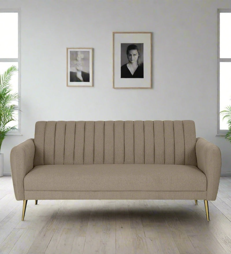 Fidel Fabric 3 Seater Sofa In Beige Colour