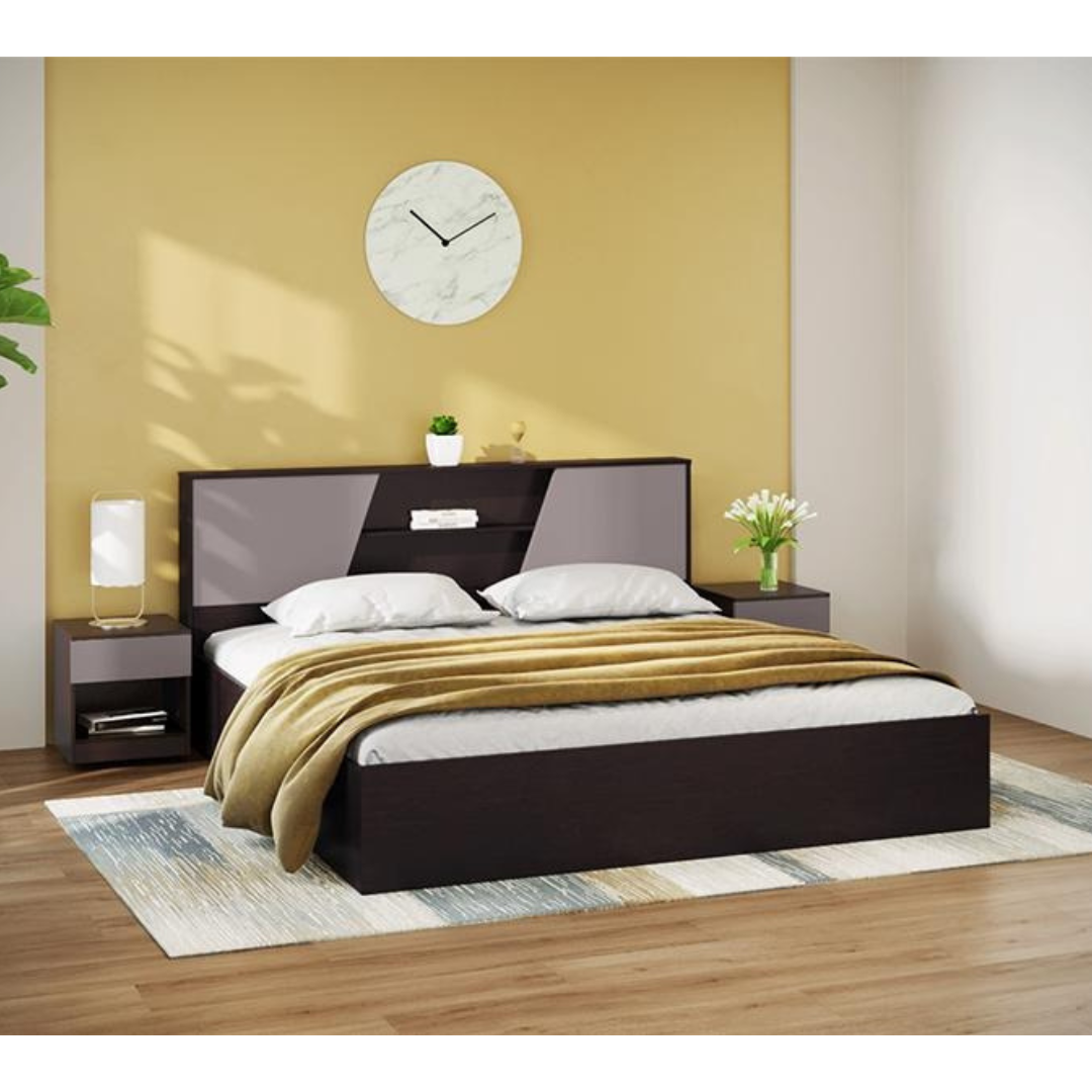 Hannah King Size Engineered Wood Bed with Box Storage