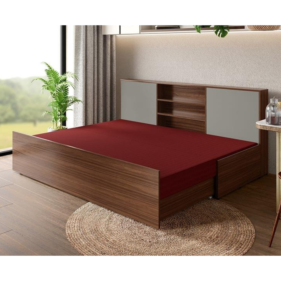 Vurv Wooden Diwan Sofa Bed with Queen Size Mattress
