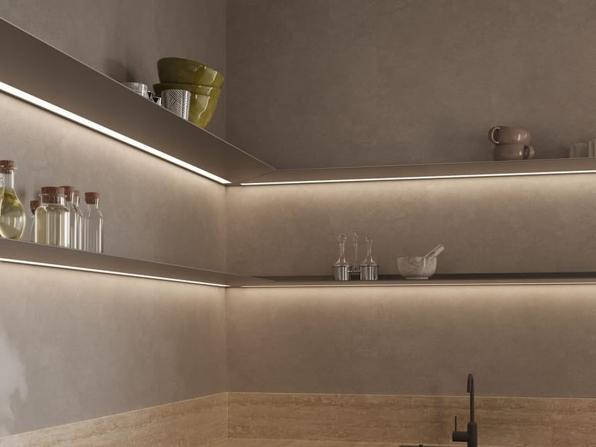 Corner shelf with integrated lighting