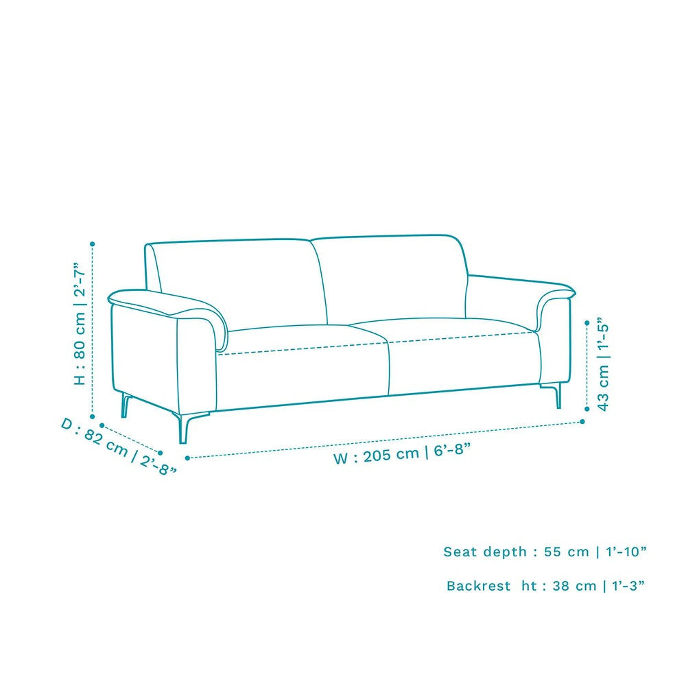 Leo Velvet 3 Seater Sofa and Ottomans In Imperial Blue Colour