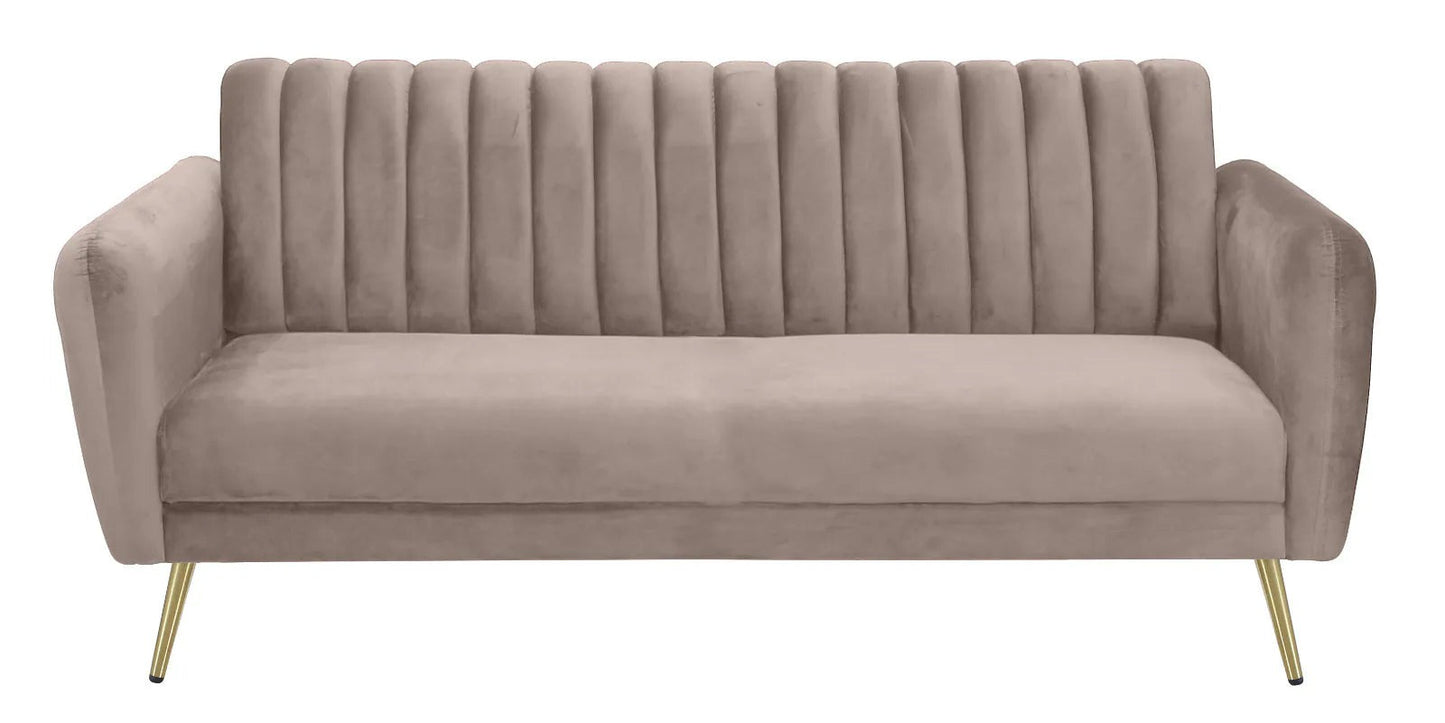 Fidel Velvet 3 Seater Sofa In Cream Beige Colour