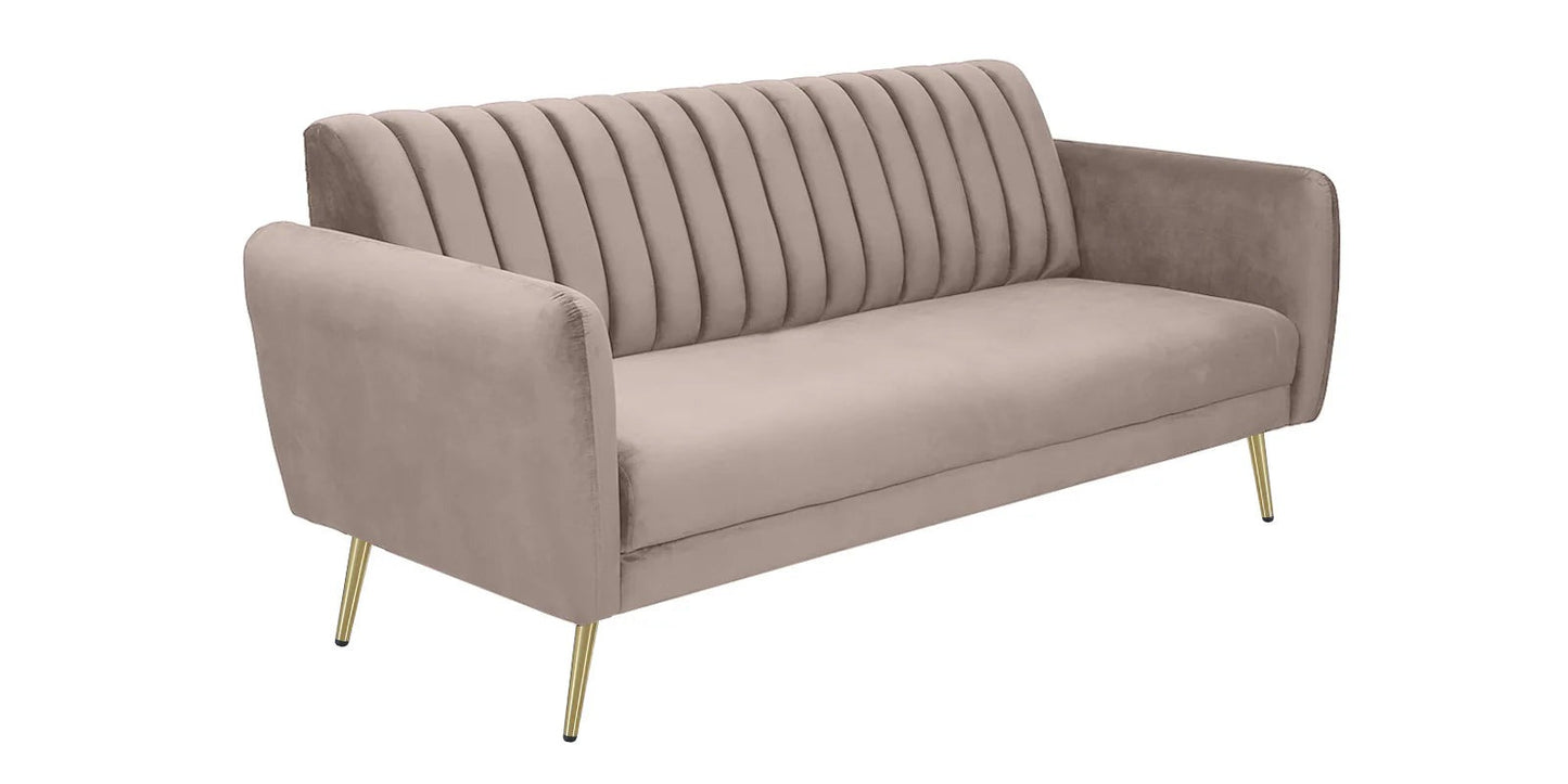 Fidel Velvet 3 Seater Sofa In Cream Beige Colour