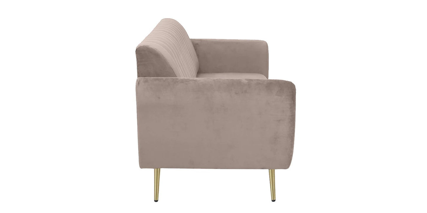Fidel Velvet 3 Seater Sofa In Cream Beige Colour