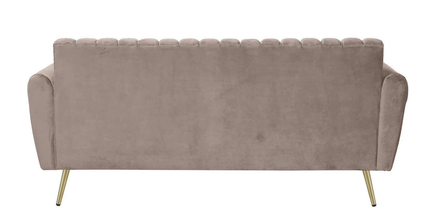Fidel Velvet 3 Seater Sofa In Cream Beige Colour