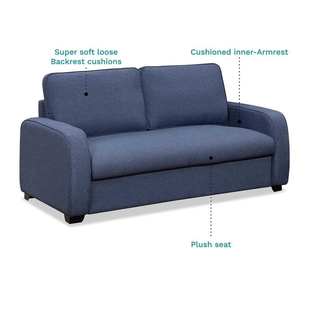 Melo Fabric 3 Seater Sofa In Denim Blue Colour With Storage