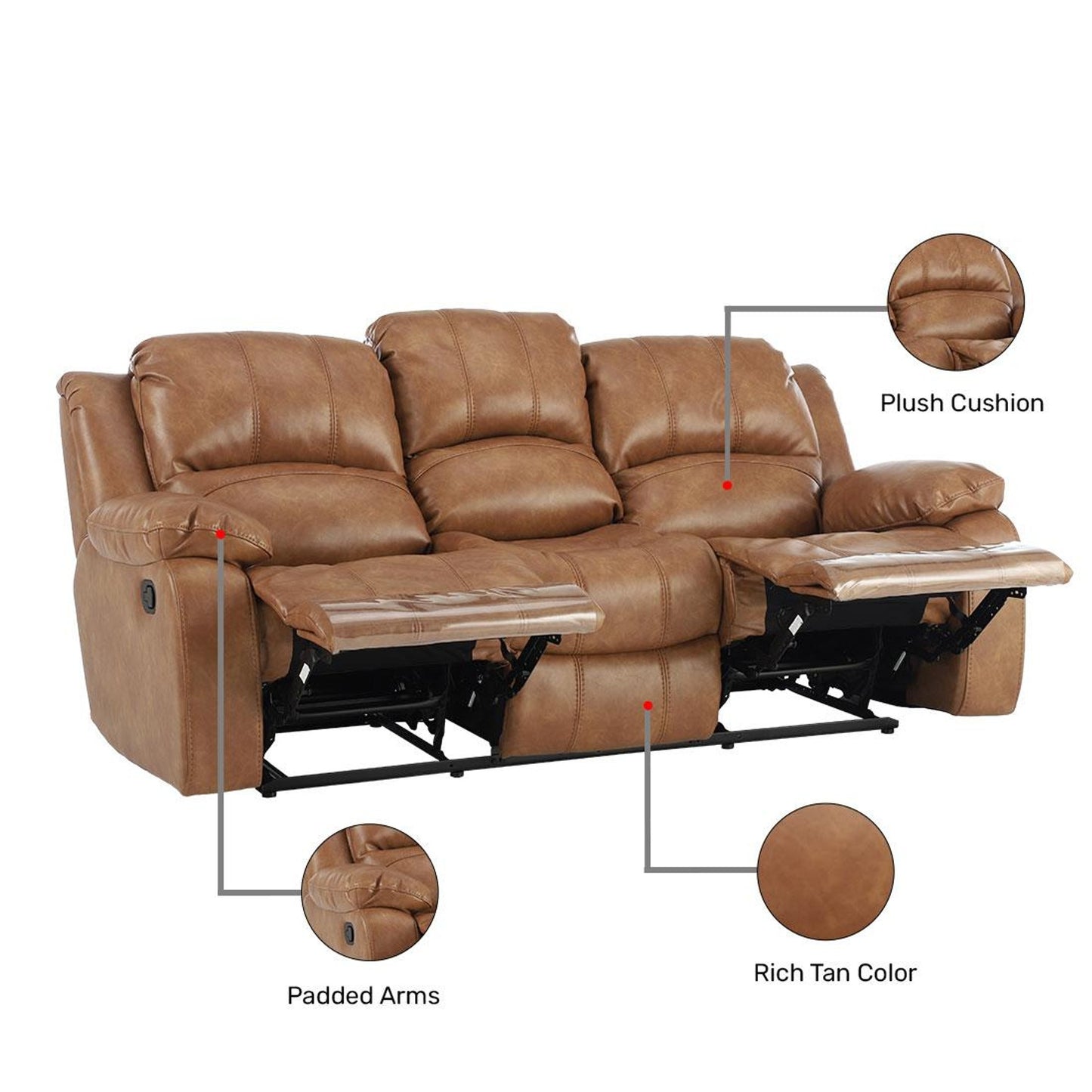Marco Nappa Aire Leather 3 Seater Manual Reclining Sofa