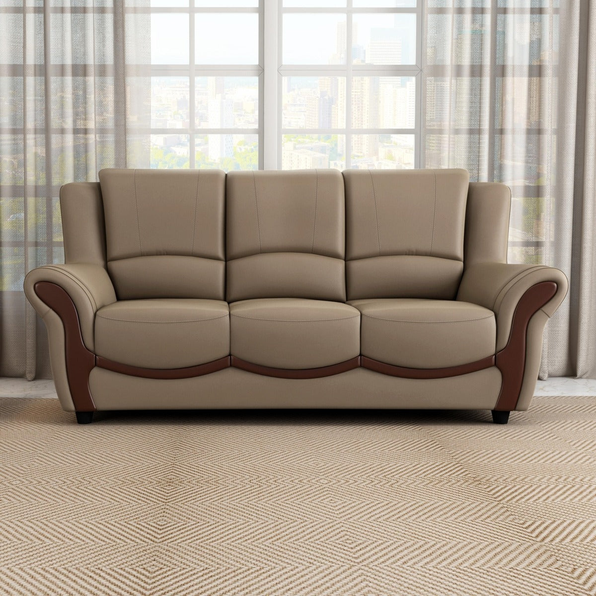 Blos Leatherette 3 Seater Sofa