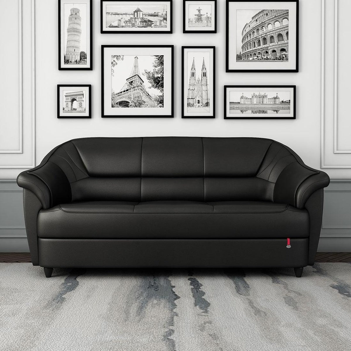 Berry Leatherette 3 Seater Sofa