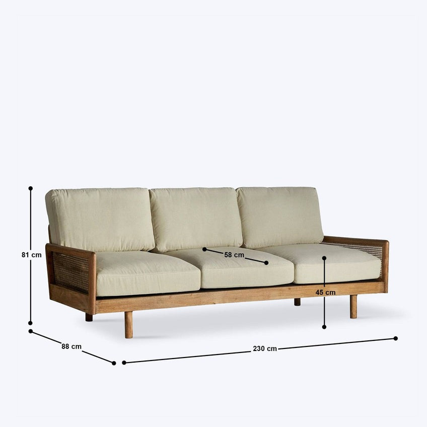 Ramon Rattan 3 Seater Sofa