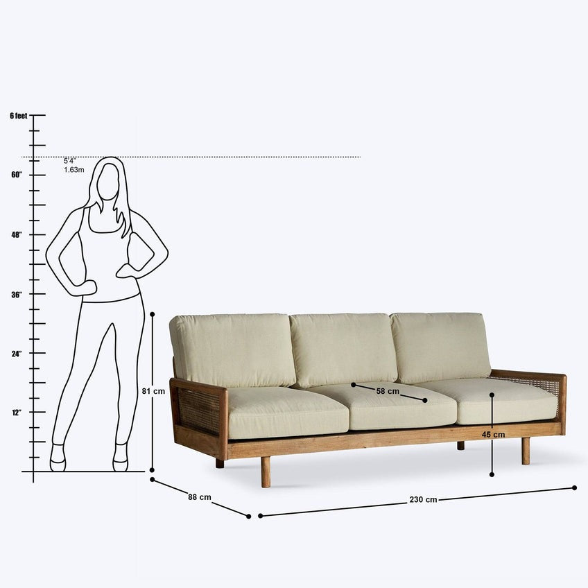 Ramon Rattan 3 Seater Sofa