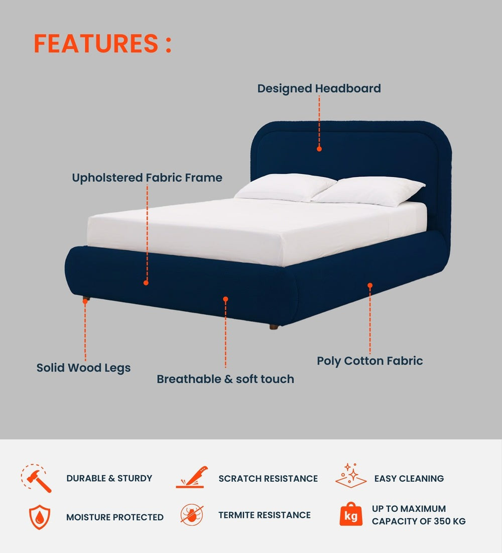 Luno Boucle Fabric Queen Size Bed