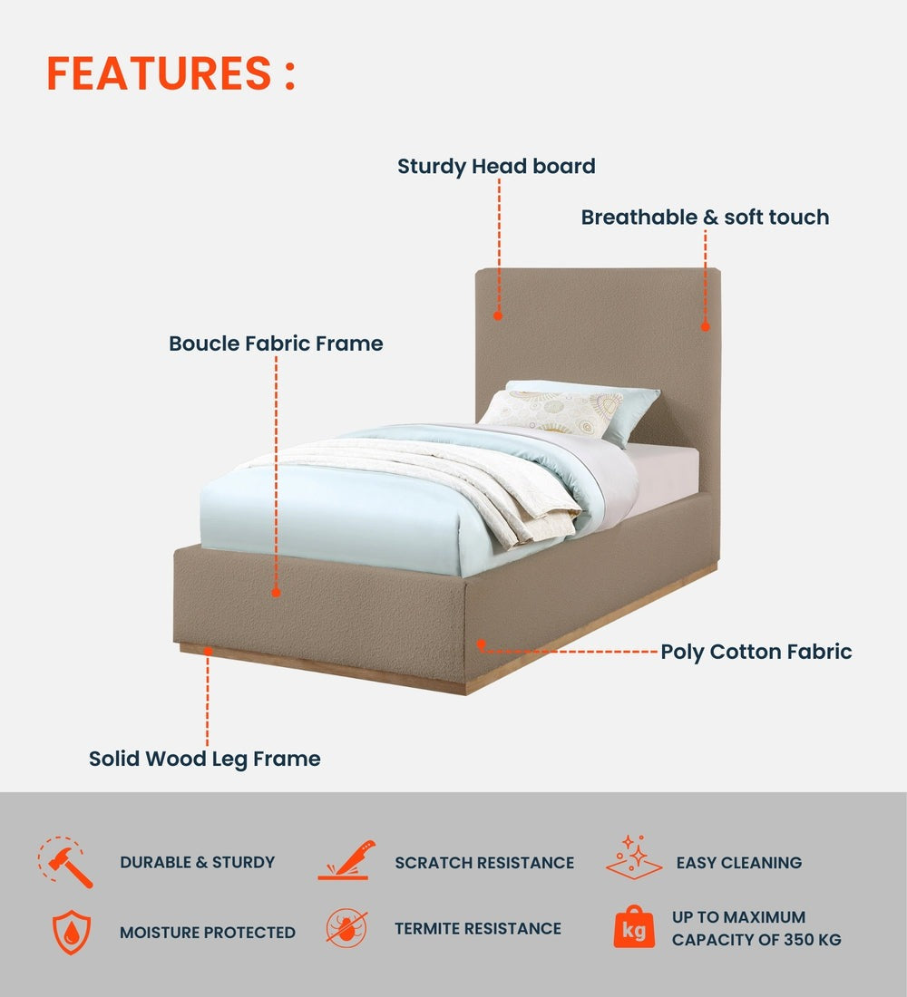 Eddy Boucle Fabric Single Bed