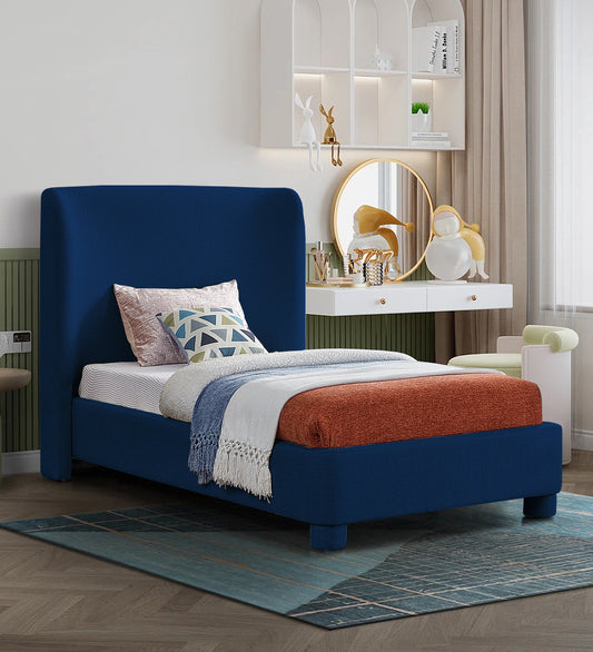 Lenny Fabric Upholstered Single Bed in Royal Blue Colour 1