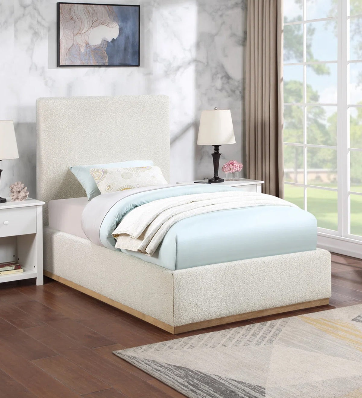 Eddy Boucle Fabric Single Bed