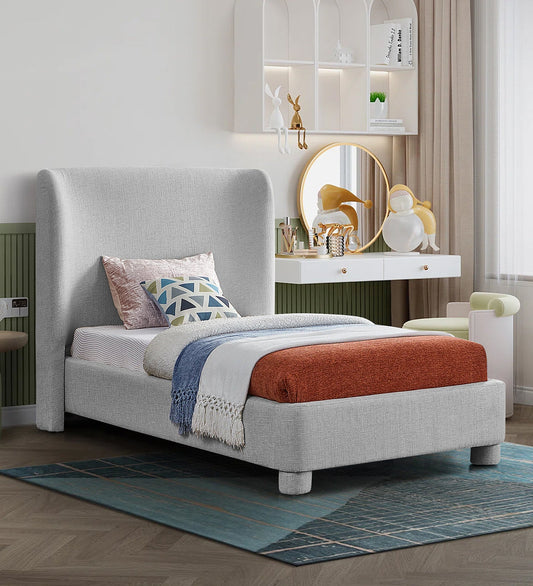 Lenny Fabric Upholstered Single Bed in Lit Grey Colour 1