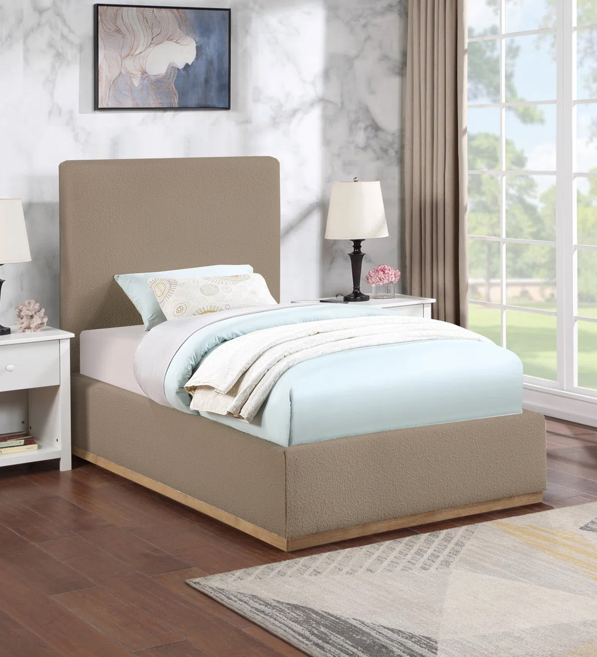 Eddy Boucle Fabric Single Bed