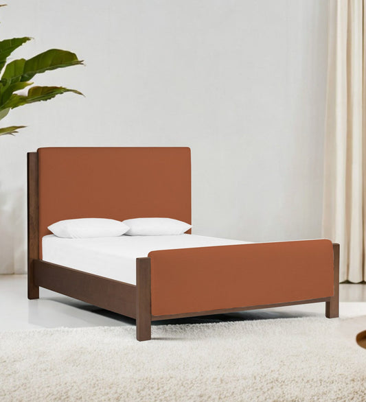 Zoro Boucle Fabric King Size Bed in Light Orange Colour 1