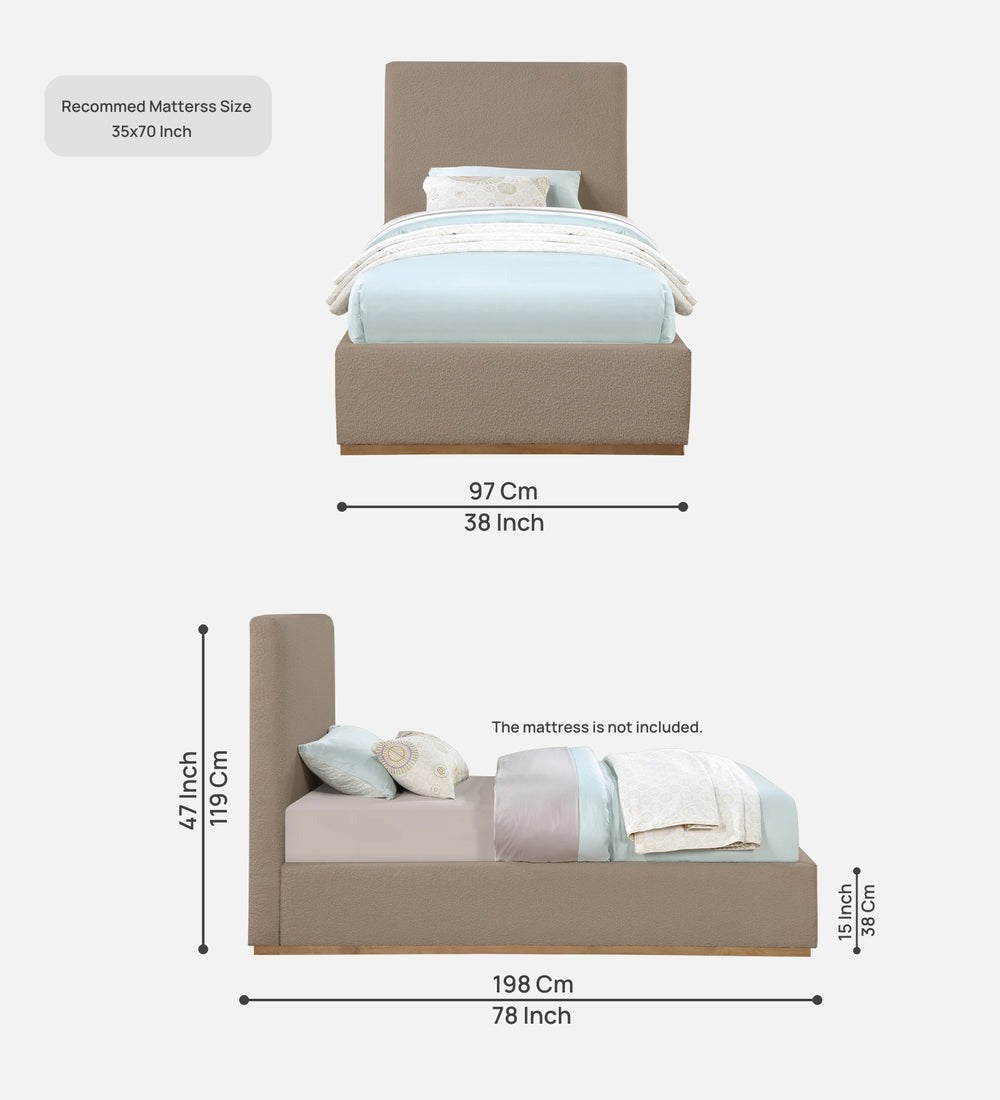 Eddy Boucle Fabric Single Bed