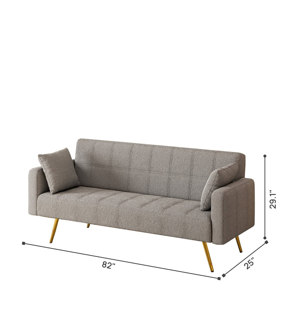 Arrow Boucle Fabric 3 Seater Convertible Sofa Cum Bed