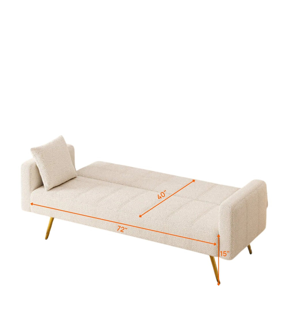 Arrow Boucle Fabric 3 Seater Convertible Sofa Cum Bed