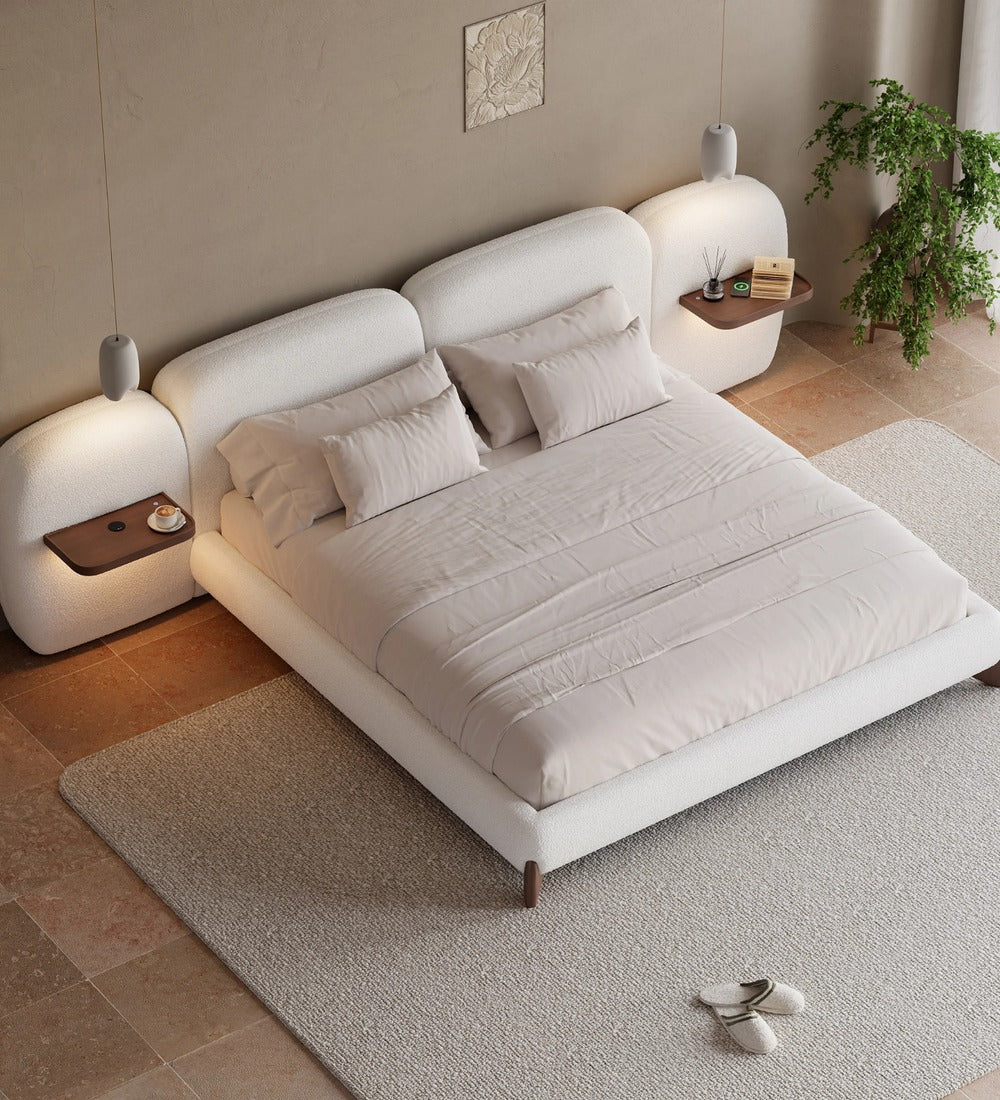 Elle Boucle Fabric King Size Bed