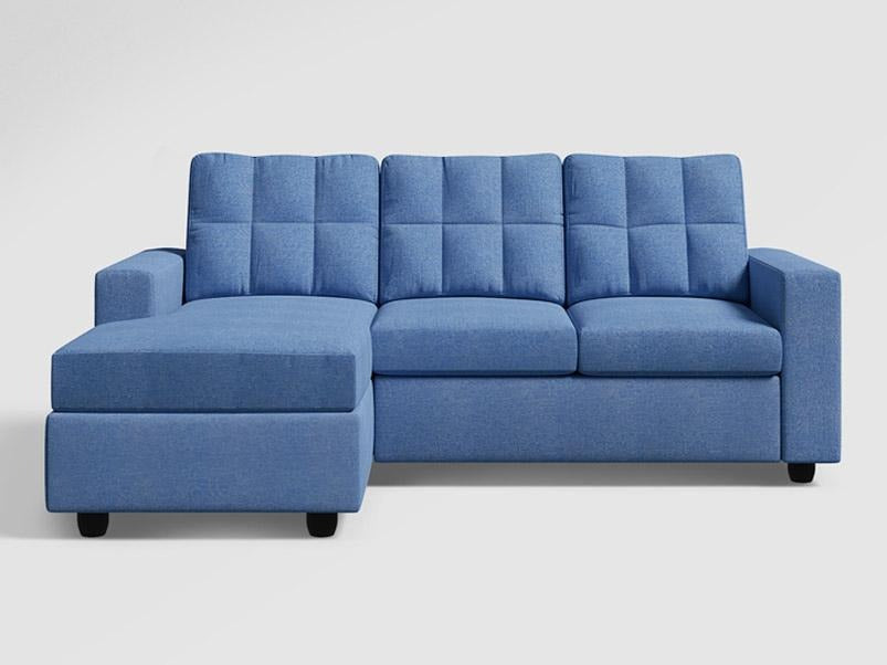 Cyan L Shape Sofa Fabric Blue
