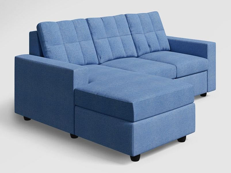 Cyan L Shape Sofa Fabric Blue