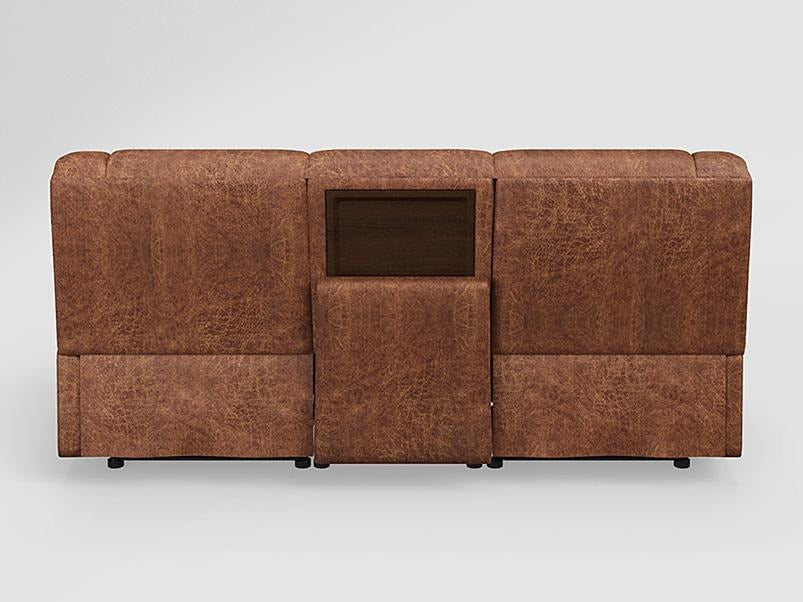 Rhine V3 3 Seater Recliner Fabric Leather Caramel Brown