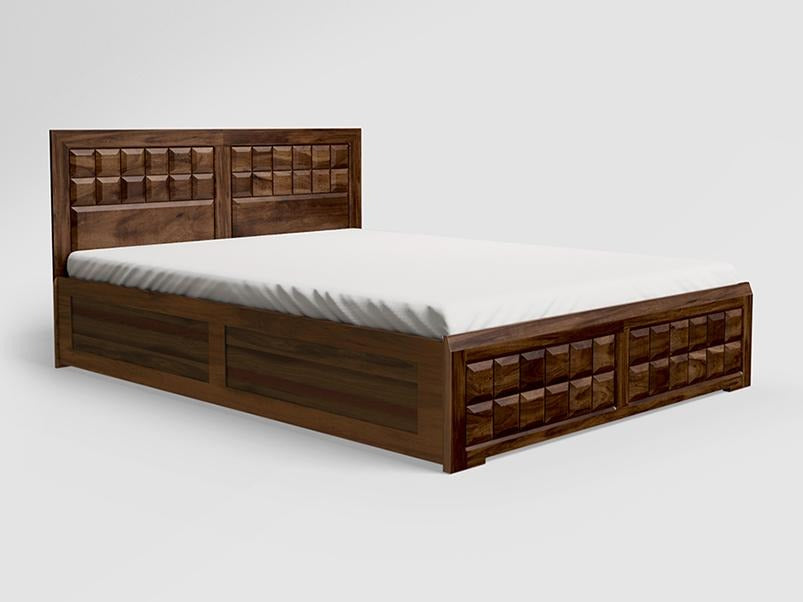 Tetris Queen Size Solid Wood Bed with Pull-Out Storage