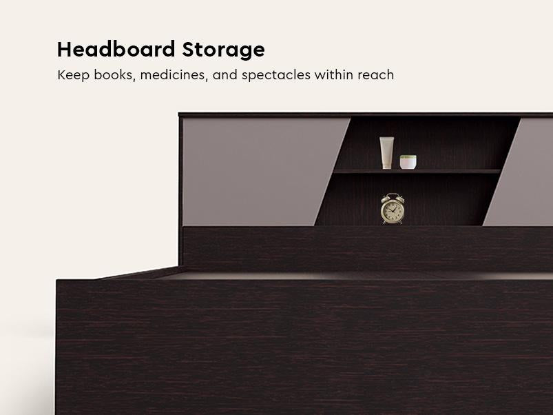 Hannah King Size Engineered Wood Bed with Box Storage