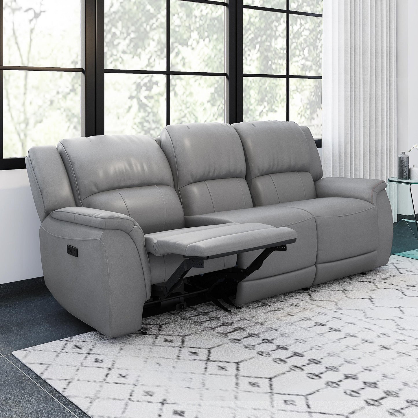Meredith Leather 3 Seater Power Recliner with Charging Ports