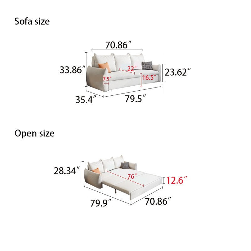 Allison Boucle Fabric 3 Seater Pull Out Sofa Cum Bed