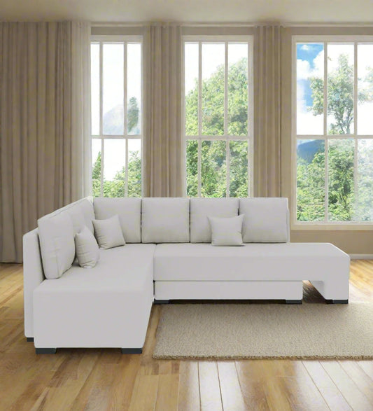 Corby Velvet LHS Convertible Sofa Cum Bed In Concrete Grey Colour 1