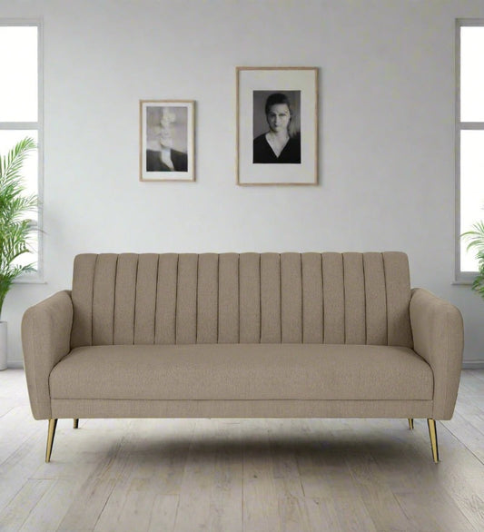 Fidel Fabric 3 Seater Sofa In Beige Colour