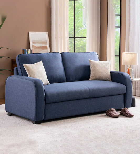 Melo Fabric 3 Seater Sofa In Denim Blue Colour With Storage