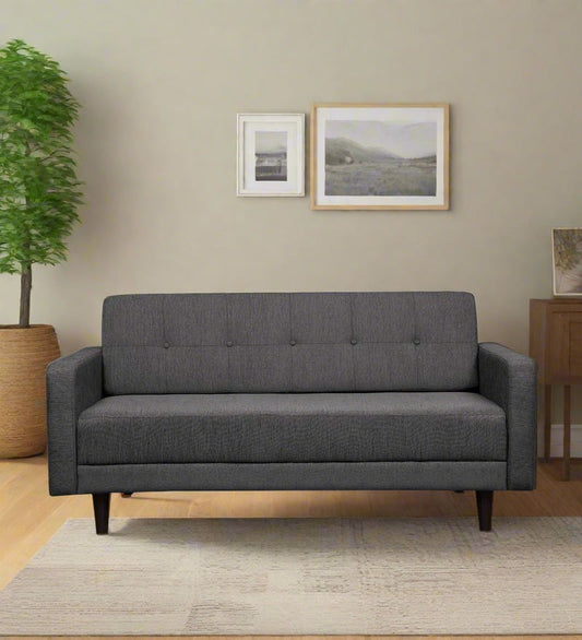 Noha Fabric 3 Seater Sofa In Charcoal Grey Colour