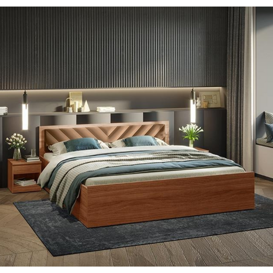 Alina Queen Size Bed With Upholstered Headboard Pullout & Box Storage