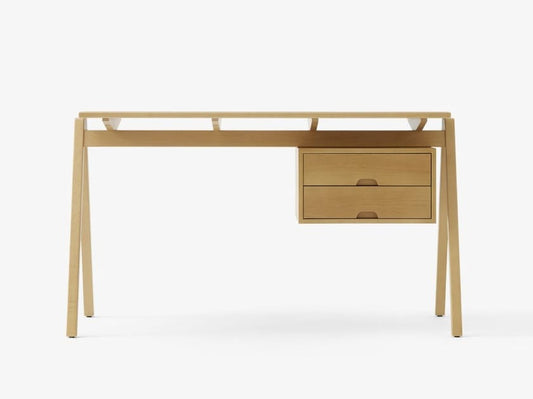 Beech writing desk with drawers