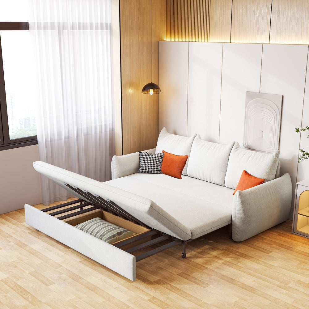 Allison Boucle Fabric 3 Seater Pull Out Sofa Cum Bed