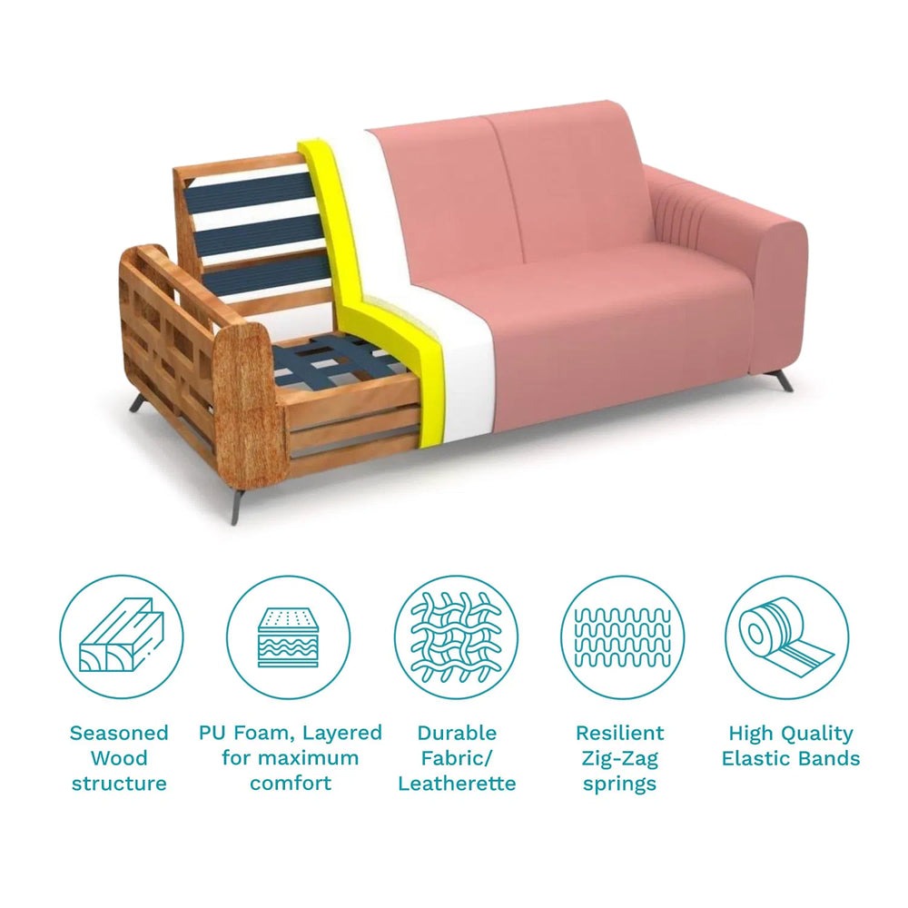 Helio Velvet 3 Seater Sofa In Millennial Pink Colour